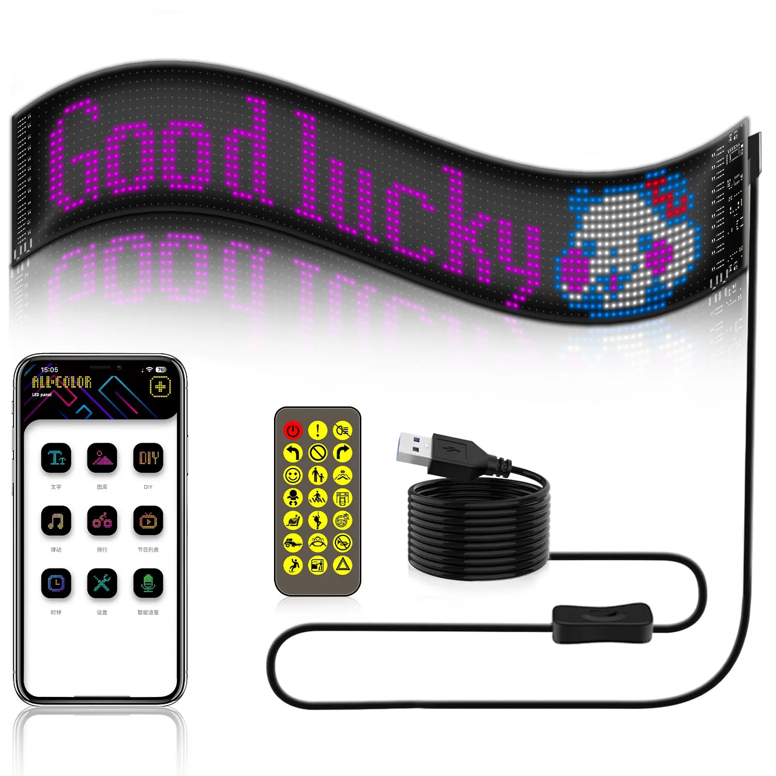 Nfutreon Programmable LED Eyes for Car Windshield - Bluetooth App Control with Pre-Made Animations and Customizable Text - Ideal for Father's Day and Black Friday Gifts