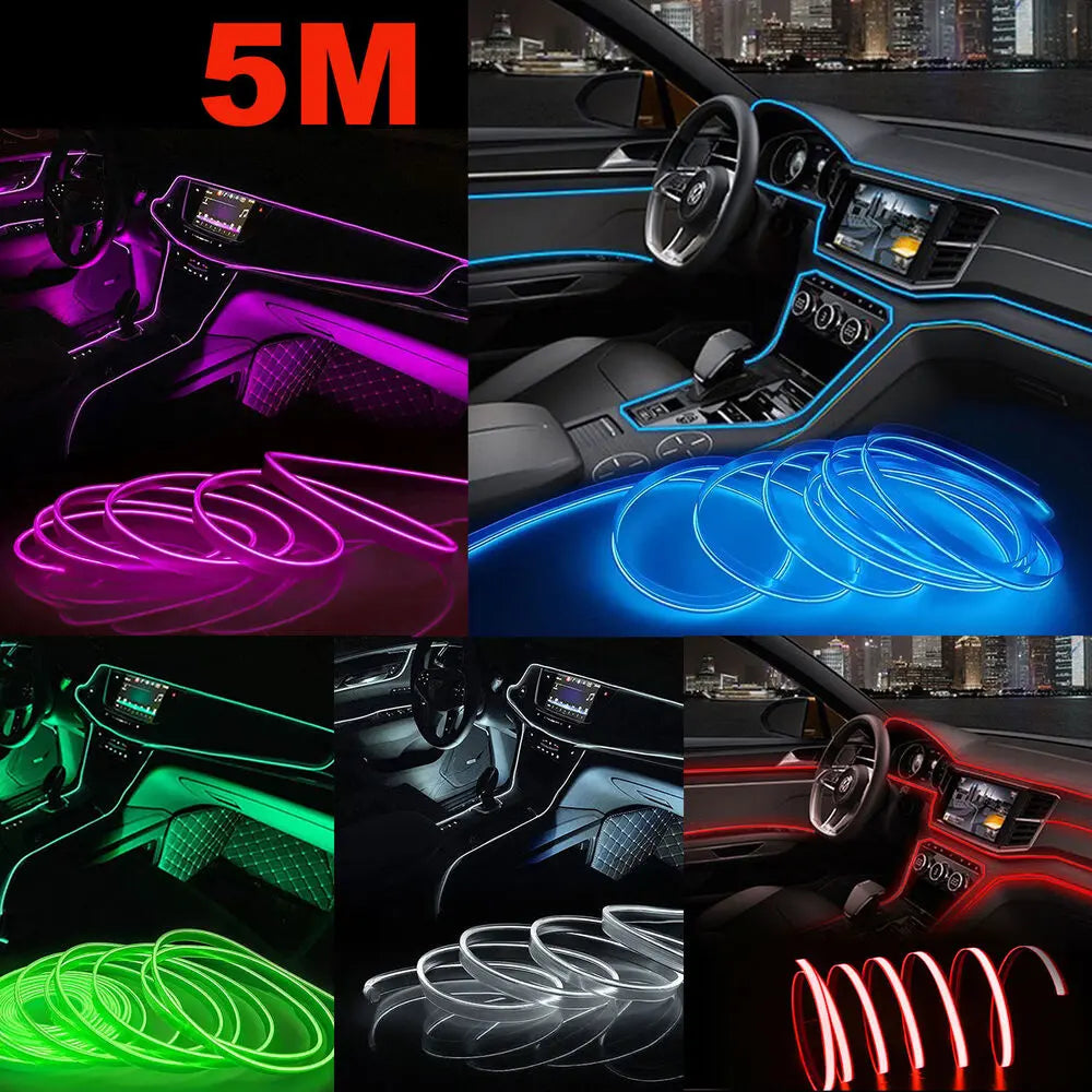 16FT USB-Powered LED Interior Ambient Lighting Kit with Fuse Protection for Enhanced Car Atmosphere