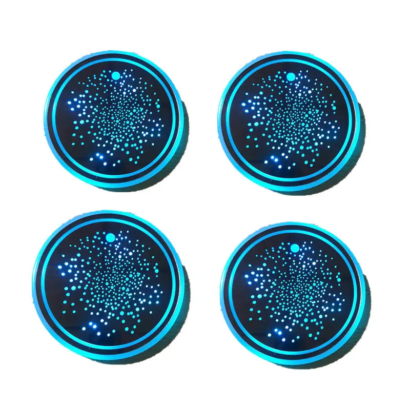 LED Cup Holder Lights for Cars - Rechargeable Color-Changing Coaster Inserts (1, 2, or 4 Pack) - Stylish Vehicle Accessories for Teens