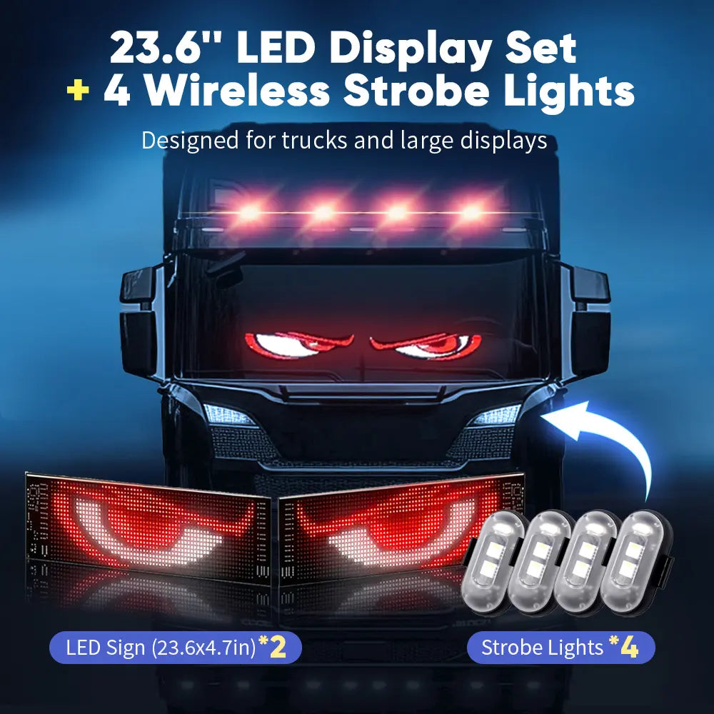 Nfutreon Programmable LED Eyes for Car Windshield - Bluetooth App Control with Pre-Made Animations and Customizable Text - Ideal for Father's Day and Black Friday Gifts