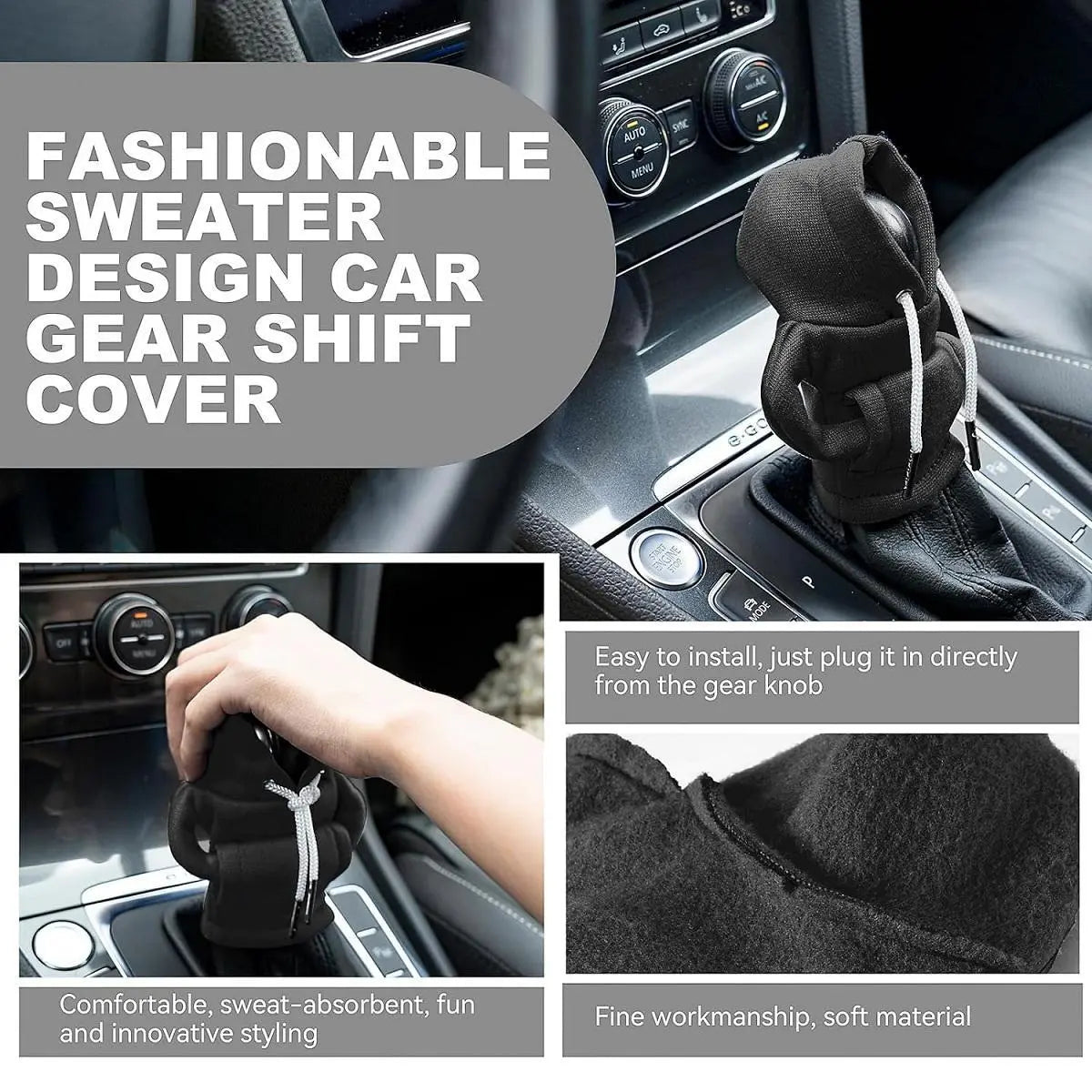 Hoodie-Style Car Gear Shifter Cover - Cute Mini Automotive Interior Accessory