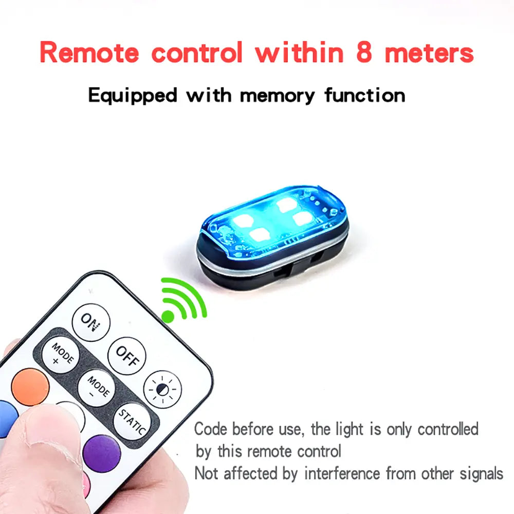 Upgraded 4-Piece Wireless LED Strobe Light Set for Automotive and Recreational Use, Featuring Remote Control and USB-C Charging