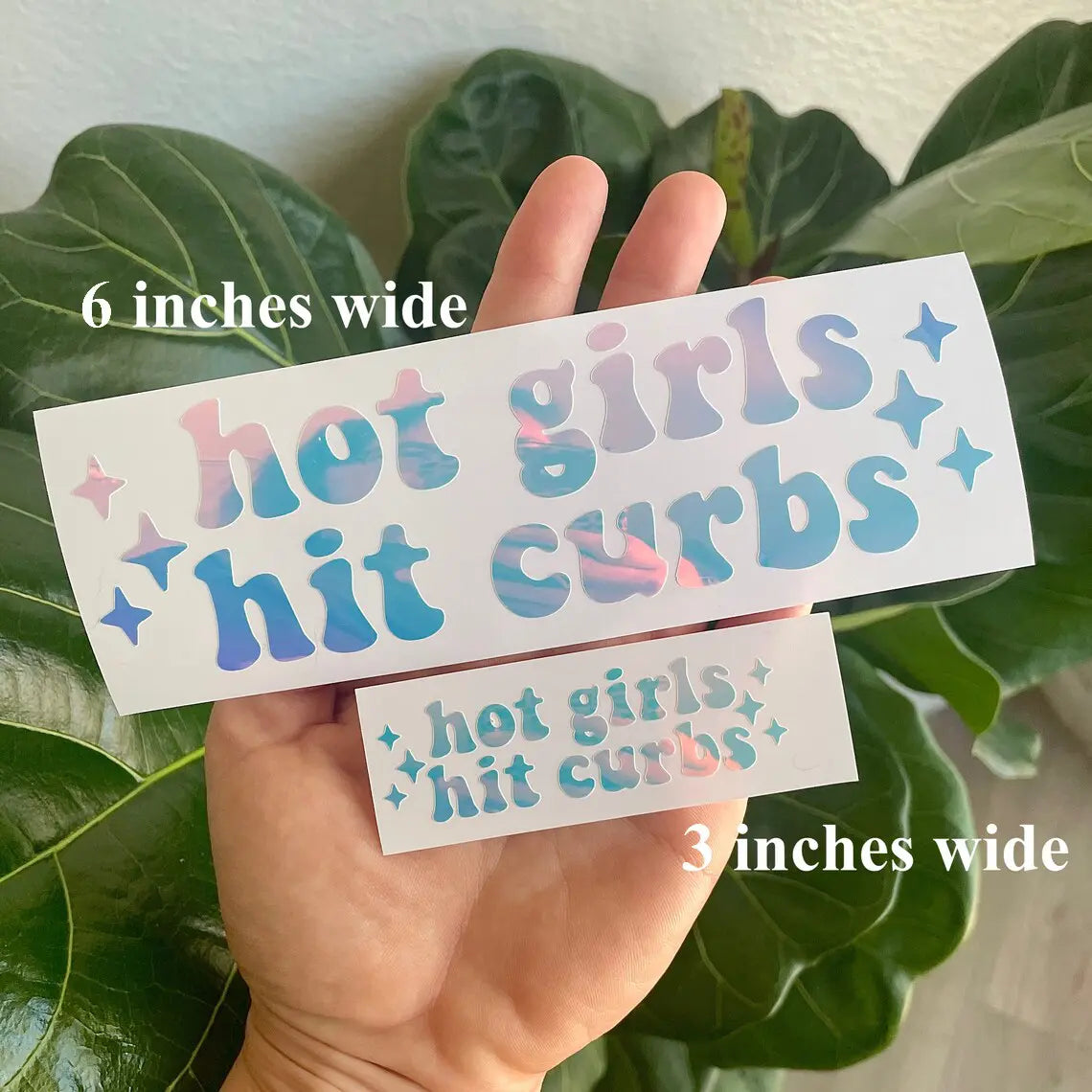 Holographic Y2K Aesthetic Vinyl Decal - "Hot Girls Hit Curbs" for Water Bottles, Cars, and Laptops