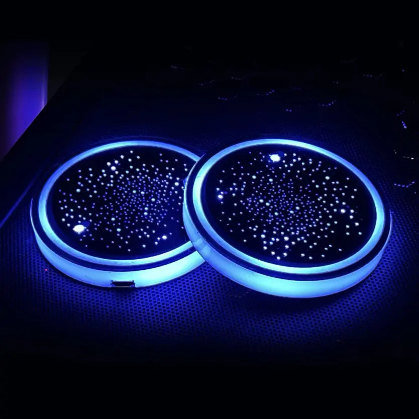 LED Cup Holder Lights for Cars - Rechargeable Color-Changing Coaster Inserts (1, 2, or 4 Pack) - Stylish Vehicle Accessories for Teens