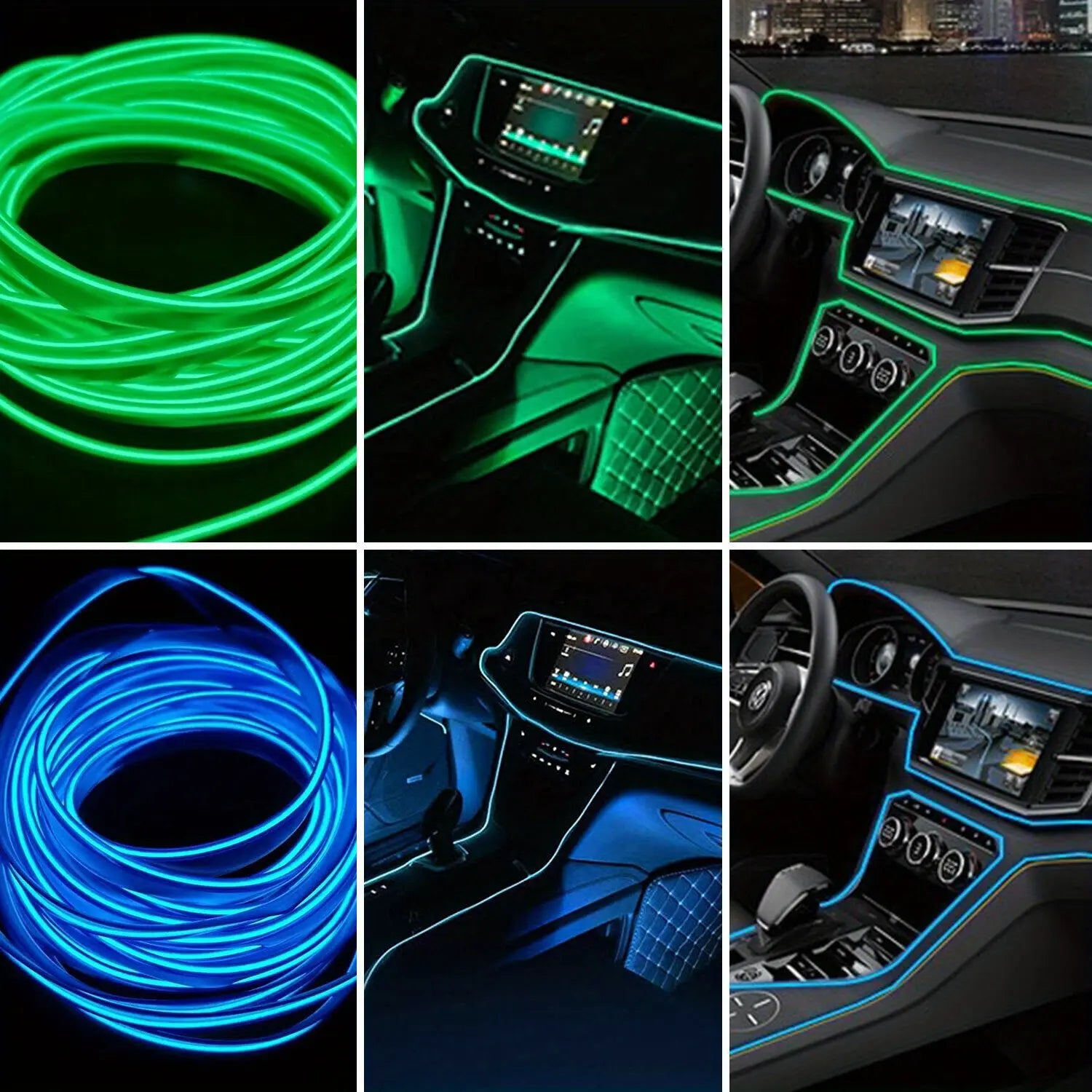 16FT USB-Powered LED Interior Ambient Lighting Kit with Fuse Protection for Enhanced Car Atmosphere