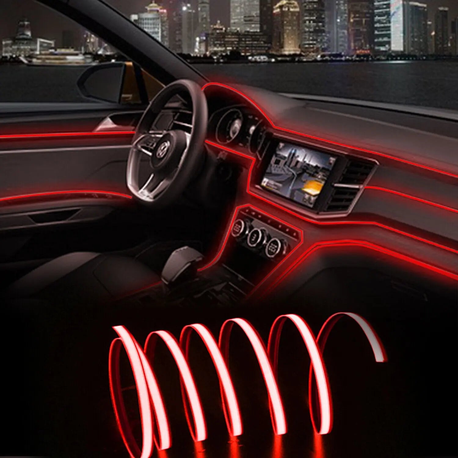 16FT USB-Powered LED Interior Ambient Lighting Kit with Fuse Protection for Enhanced Car Atmosphere