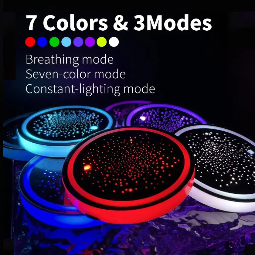 LED Cup Holder Lights for Cars - Rechargeable Color-Changing Coaster Inserts (1, 2, or 4 Pack) - Stylish Vehicle Accessories for Teens