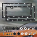 Rhinestone-Embellished Stainless Steel License Plate Frame Kit for Automotive Exterior Decoration