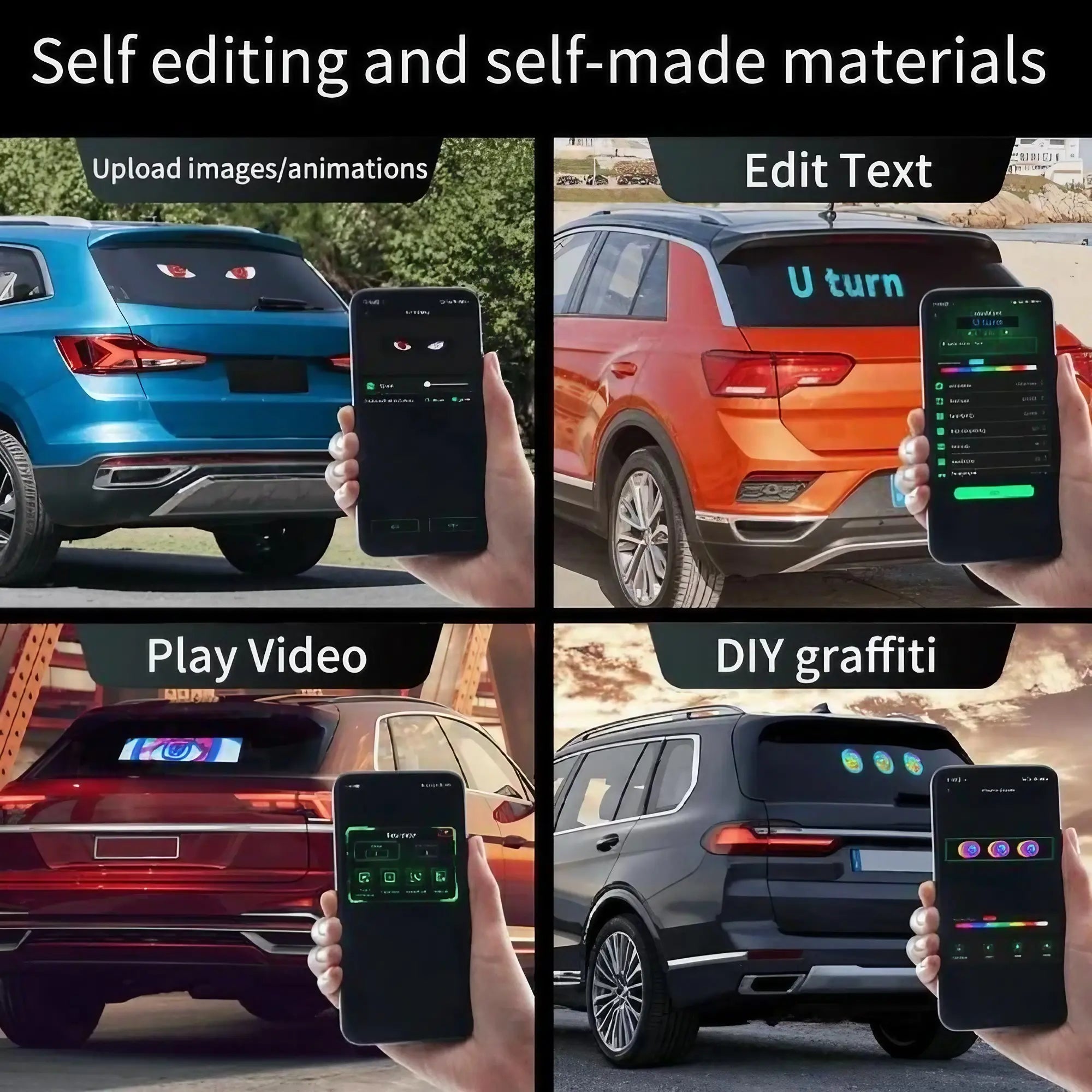 Nfutreon Programmable LED Eyes for Car Windshield - Bluetooth App Control with Pre-Made Animations and Customizable Text - Ideal for Father's Day and Black Friday Gifts