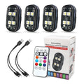 Upgraded 4-Piece Wireless LED Strobe Light Set for Automotive and Recreational Use, Featuring Remote Control and USB-C Charging