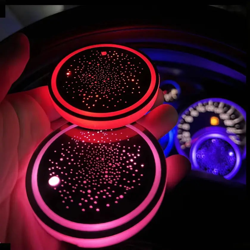 LED Cup Holder Lights for Cars - Rechargeable Color-Changing Coaster Inserts (1, 2, or 4 Pack) - Stylish Vehicle Accessories for Teens