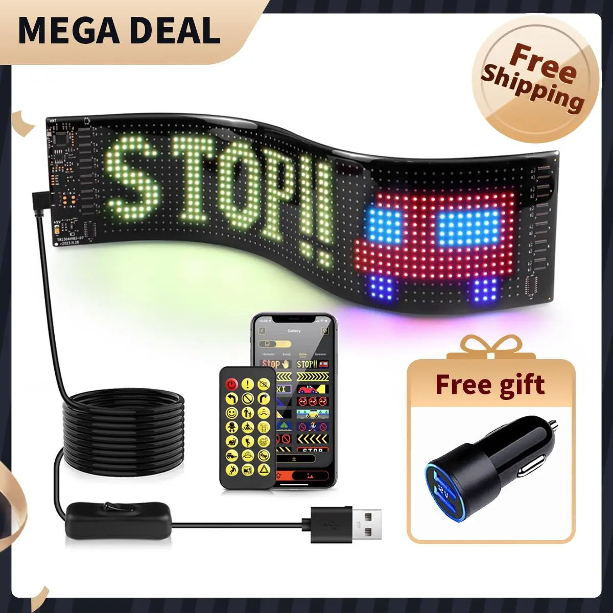 Nfutreon Programmable LED Eyes for Car Windshield - Bluetooth App Control with Pre-Made Animations and Customizable Text - Ideal for Father's Day and Black Friday Gifts