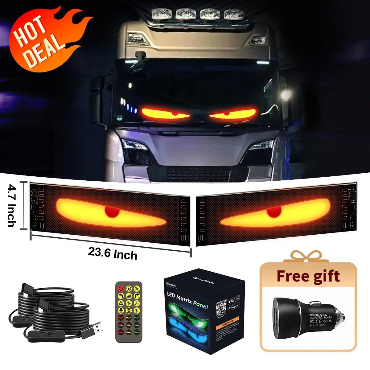 Nfutreon Programmable LED Eyes for Car Windshield - Bluetooth App Control with Pre-Made Animations and Customizable Text - Ideal for Father's Day and Black Friday Gifts